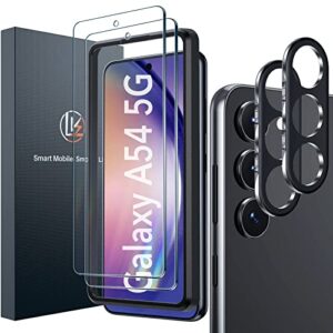 LK 2 Pack for Samsung Galaxy A54 5G Screen Protector with 2 Pack Camera Lens Protector [Fingerprint Unlock Compatible] Ultra-thin 9H Tempered Glass Screen Protector for Galaxy A54 5G, Case Friendly