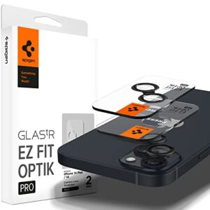 Spigen Camera Lens Screen Protector [GlasTR EZ Fit Optik Pro] Designed for iPhone 15 Plus/iPhone 15 / iPhone 14 Plus/iPhone 14 [Case Friendly] - Black [2 Pack]