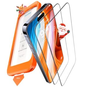 UltraGlass UNBREAK 9H+ Glass for iPhone 15 Screen Protector [Military Grade Shatterproof & Longer Durable] Full Coverage Glass Screen Protector 15 Tempered Glass, Anti-fingerprint, 2 Packs