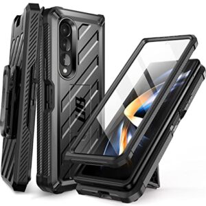 SUPCASE Case for Samsung Galaxy Z Fold 4 5G (2022), Bumper Case Robust Mobile Phone Case Premium Protective Case [Unicorn Beetle] with Integrated Screen Protector, Belt Clip and Stand (Black)