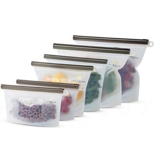 HOMELUX THEORY Reusable Freezer Bags, 6Pcs Black Reusable Ziploc Bags Silcone Airtight & Leakproof, Food Grade Reusable Silicone Food Storage Bags, Reusable Snack Bags For Kids & Adults (2L, 2M, 2S)