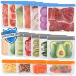 Lerine 18 Pack Dishwasher Safe Reusable Bags Silicone, Leakproof Reusable Freezer Bags, BPA Free Reusable Storage Bags for Lunch Marinate Food Travel - 7 Gallon 7 Sandwich 4 Snack Bags