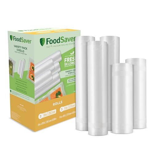 FoodSaver Vacuum Sealer Bags Multipack – 5 Rolls for Airtight Storage