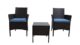 Patio Furniture Set – Outdoor Wicker Patio Furniture Set 3 Piece Conversation Garden Table and Chairs with Blue Cushions, Brown