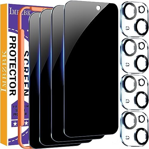 IMBZBK iPhone 15 plus screen protector – Privacy Tempered Glass with Camera Lens Protector