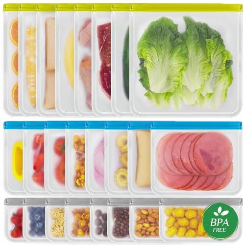 Reusable Freezer Bags for Traveling & Household – LKSUMPT 24 Pack