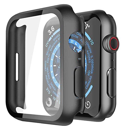 Misxi Apple Watch 45mm Tempered Glass Screen Protector with Case