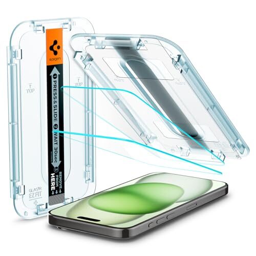 Spigen Screen Protector for iPhone 15 Plus in 2024 [GlasTR EZ FIT]